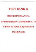 SOLUTIONS MANUAL &TEST BANK for Interplanetary Astrodynamics 1st Edition by David B. Spencer and Davide Conte ISBN-13 978-0367759704. 