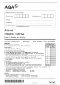 AQA A Level Modern Hebrew Paper 1 Reading and Writing - Question Paper 2023