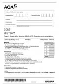 AQA GCSE History Paper 1 Section A/A - Question Paper 2023