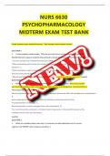 NURS 6630  PSYCHOPHARMACOLOGY  MIDTERM EXAM TEST BANK 