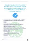 FISDAP PARAMEDIC FINAL LATEST EXAM 2023-2024/PARAMEDIC FISDAP FINAL EXAM TEST BANK REAL EXAM 600+QUESTIONS AND CORRECT ANSWERS AGRADE