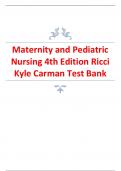 Test bank for Maternity and Pediatric Nursing 4th Edition 2024 update by Ricci Kyle Carman