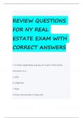 REVIEW QUESTIONS FOR NY REAL ESTATE EXAM WITH CORRECT ANSWERS