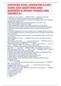 CERTIFIED POOL OPERATOR STUDY GUIDE 2023 QUESTIONS AND ANSWERS ALREADY PASSED AND GRADED A+