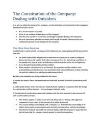 Company Law - Constitution of the Company: Dealing with Outsiders