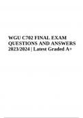 WGU C702 FINAL EXAM QUESTIONS AND ANSWERS 2023/2024 | Latest Graded A+