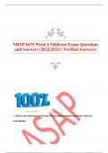 NRNP 6675 Week 6 Midterm Exam Questions and Answers (2022/2023) (Verified Answers)