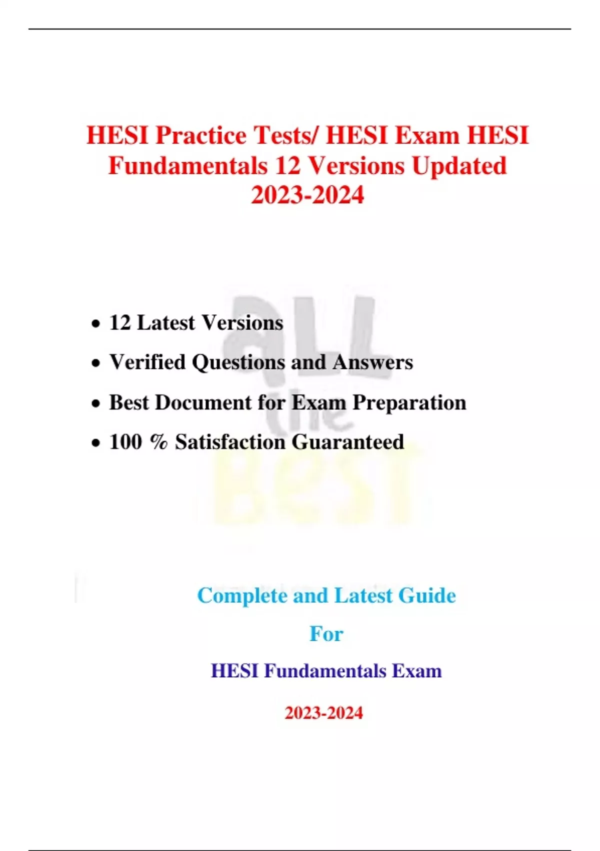 Hesi Practice Tests Hesi Exam Hesi Fundamentals 12 Versions Updated Hesi Fundamentals Stuvia Us 8684