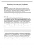 Thomas Jefferson - Notes On The State Of Virginia Worksheet