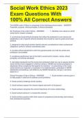 Social Work Ethics 2023 Exam Questions With 100% All Correct Answers