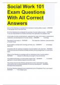 Social Work 101 Exam Questions With All Correct Answers