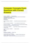 Computer Concepts Exam Questions with Correct Answers 