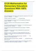 D128 Mathematics for Elementary Educators Questions With 100% Answers