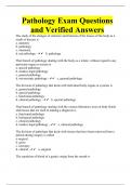 Pathology Exam Questions and Verified Answers