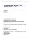 Practice RD Exam Questions and answers graded A+ 2023