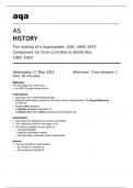 aqa AS HISTORY The making of a Superpower: USA, 1865–1975 Component 1K From Civil War to World War, 1865–1920: May 2023 Question Paper. 