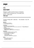 aqa AS HISTORY (7041/2D) - Religious conflict and the Church in England, c1529–c1570 Component 2D The break with Rome, c1529–1547: May 2023 Question Paper