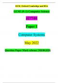 OCR | Oxford Cambridge and RSA GCSE (9–1) Computer Science J277/01 Paper 1 Computer Systems May 2022 Question Paper Mark scheme {MERGED}