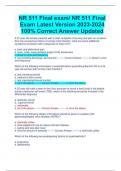 NR 511 Final exam/ NR 511 Final  Exam Latest Version 2023-2024  100% Correct Answer Updated