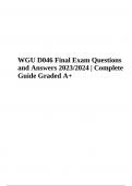 WGU D046 Final Exam Questions With Answers (Latest Update 2023/2024 Graded A+)