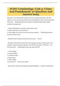 WJEC Criminology: Unit 4- Crime And Punishment/ 37 Question And Answer 2023