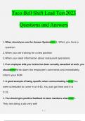 Taco Bell Shift Lead Exam 2023 STUDY BUNDLE PACK SOLUTION (Questions and Answers )(Verified Answers)