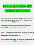 Texas Adjuster Exam. questions and answers} (2022/2023) (verified answers)