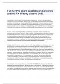 Full CIPP/E exam question and answers graded A+ already passed 2023