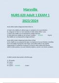 Maryville  NURS 620 Adult 1 EXAM 1 2023/2024