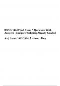 RNSG 1424 Final Exam Answer Key (Questions With Answers  Already Graded A+ | Latest 2023/2024 )