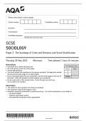 AQA GCSE MAY 2023 SOCIOLOGY 8192 PAPER 2 THE SOCIOLOGY OF CRIME AND SOCIAL STRATIFICATION