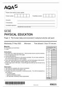 AQA GCSE MAY 2023 PSYSICAL EDUCATION  PAPER 1 THE HUMAN BODY AND MOVEMENT IN PHYSICAL ACTIVITY AND SPORT