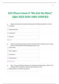 615-Pharm Exam 4 “We Got No More” Q&A 2023-2024 100% VERIFIED