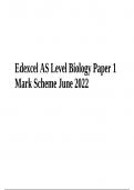 Edexcel AS Level Biology (8BI0_01) Paper 1 Mark Scheme June 2022.