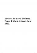 Edexcel AS Level Business Paper 1 Mark Scheme June 2022.