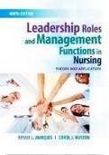 TEST BANK FOR LEADERSHIP ROLES AND MANAGEMENT FUNCTIONS IN NURSING 9TH EDITION BY MARQUIS