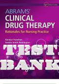 TEST BANK for Abrams' Clinical Drug Therapy: Rationales for Nursing Practice 12th Edition by Geralyn Frandsen & Sandra Pennington. ISBN 9781975136154, 1975136152. (All 61 Chapters).