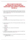 HESI V2 MATH EXAM 2023| MATHEMATICS HESI EXAM 2023 QUESTIONS AND CORRECT ANSWERS RATED A+