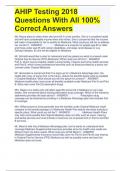 AHIP Testing 2018 Questions With All 100% Correct Answers