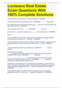Louisiana Real Estate Exam Questions With 100% Complete Solutions