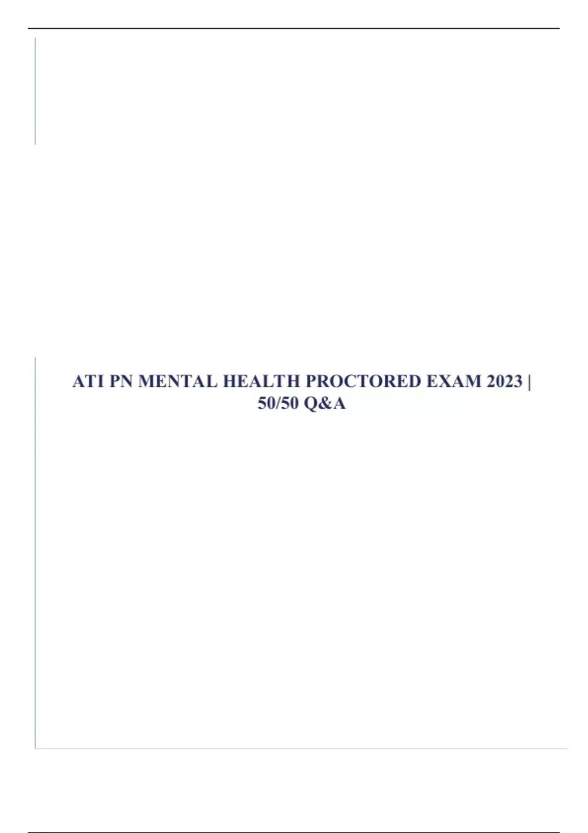 ATI PN Mental Health Proctored Exam BUNDLE 100 Verified Stuvia US
