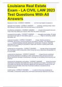 Louisiana Real Estate Exam - LA CIVIL LAW 2023 Test Questions With All Answers