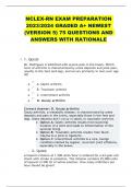 NCLEX-RN EXAM PREPARATION 2023/2024 GRADED A+ NEWEST (VERSION 5) 75 QUESTIONS AND ANSWERS WITH RATIONALE