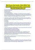 Med Surg Test bank ( Red HESI Test  bank Med-Surg and other resources) NCLEX EXAM 2023 A+