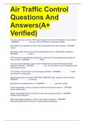 Air Traffic Control Questions And Answers(A+ Verified)