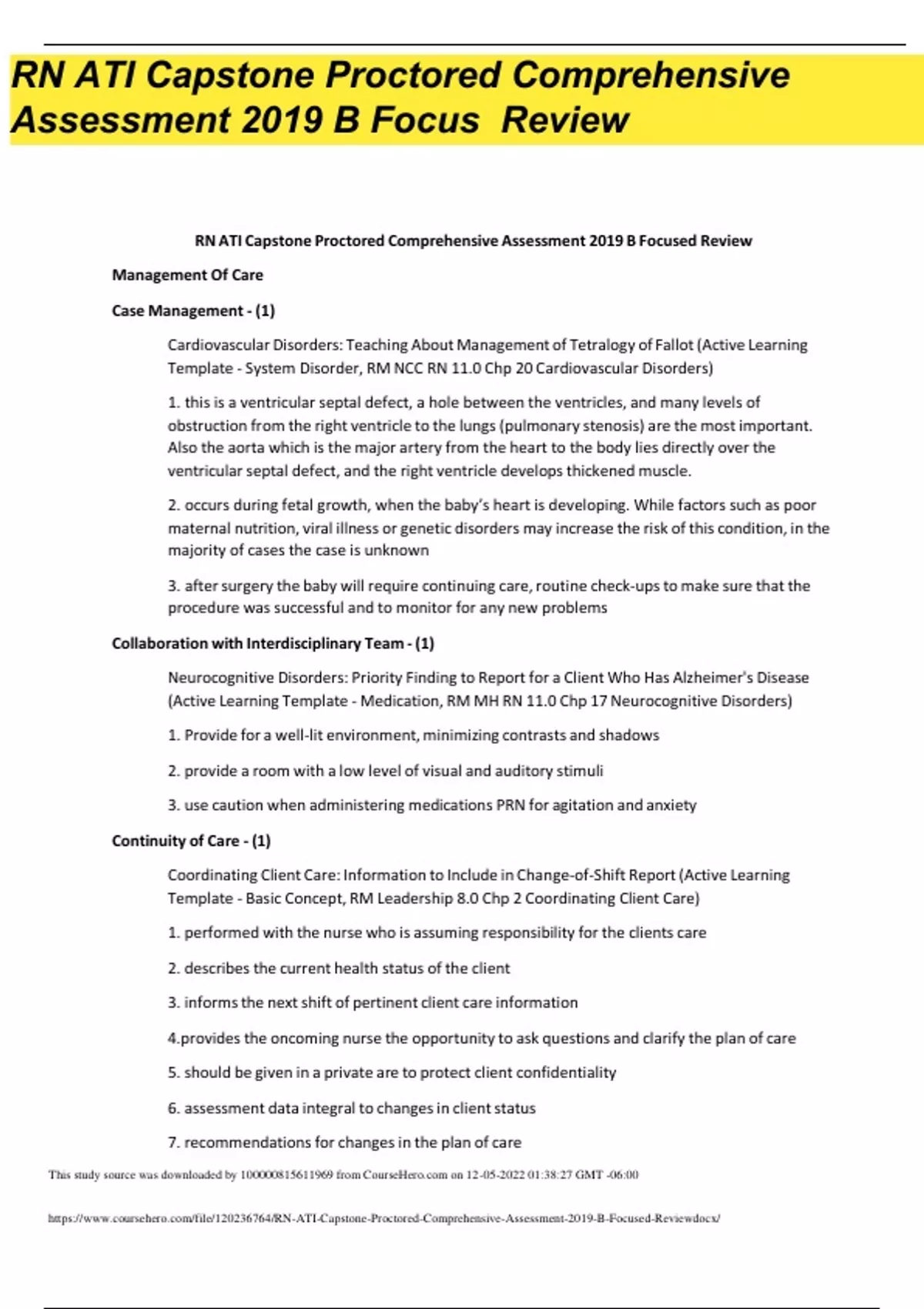 RN ATI Capstone Proctored Comprehensive Assessment 2019 B | ATI ...