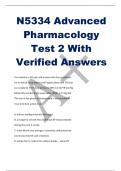 N5334 Advanced  Pharmacology Test 2 With  Verified Answers