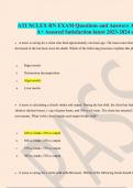 ATI NCLEX RN EXAM Questions and Answers Attained Grade A+ Assured Satisfaction latest 2023-2024 update 