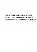 NRNP 6541 MIDTERM EXAM QUESTIONS WITH CORRECT ANSWERS 2023/2024 GRADED A+