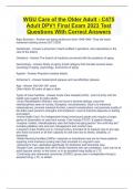 WGU Care of the Older Adult - C475 Adult DPV1 Final Exam 2023 Test Questions With Correct Answers